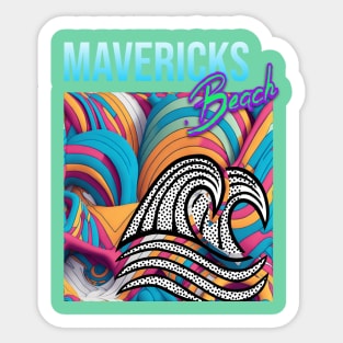 Maverick Beach: 80s Rainbow Core Waves Sticker